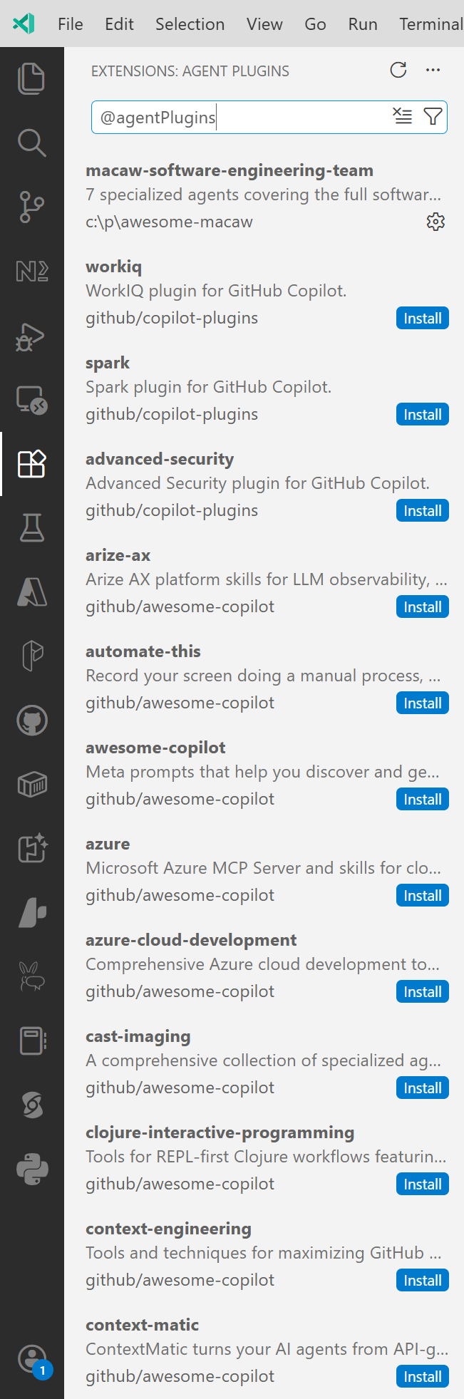 Agent plugins list